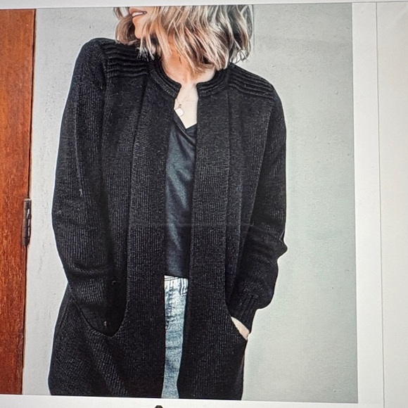 Peruvian Link Alpaca Black Open Front Cardigan M - Picture 1 of 12